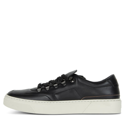 BOSS Gary_Tenn Hiking-Style Leather Trainers Black