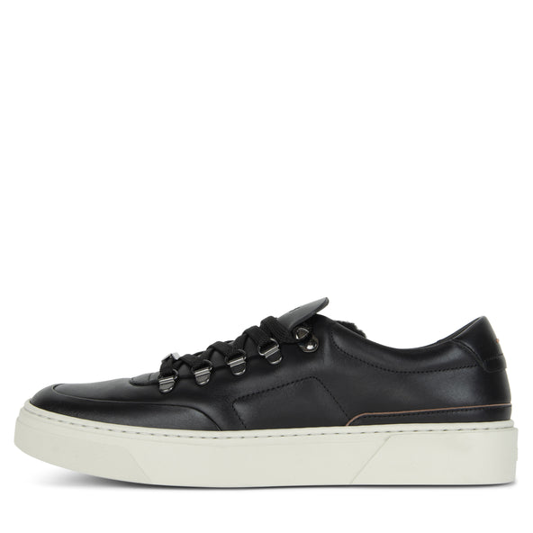 BOSS Gary_Tenn Hiking-Style Leather Trainers Black