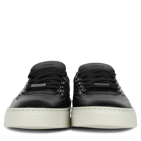 BOSS Gary_Tenn Hiking-Style Leather Trainers Black