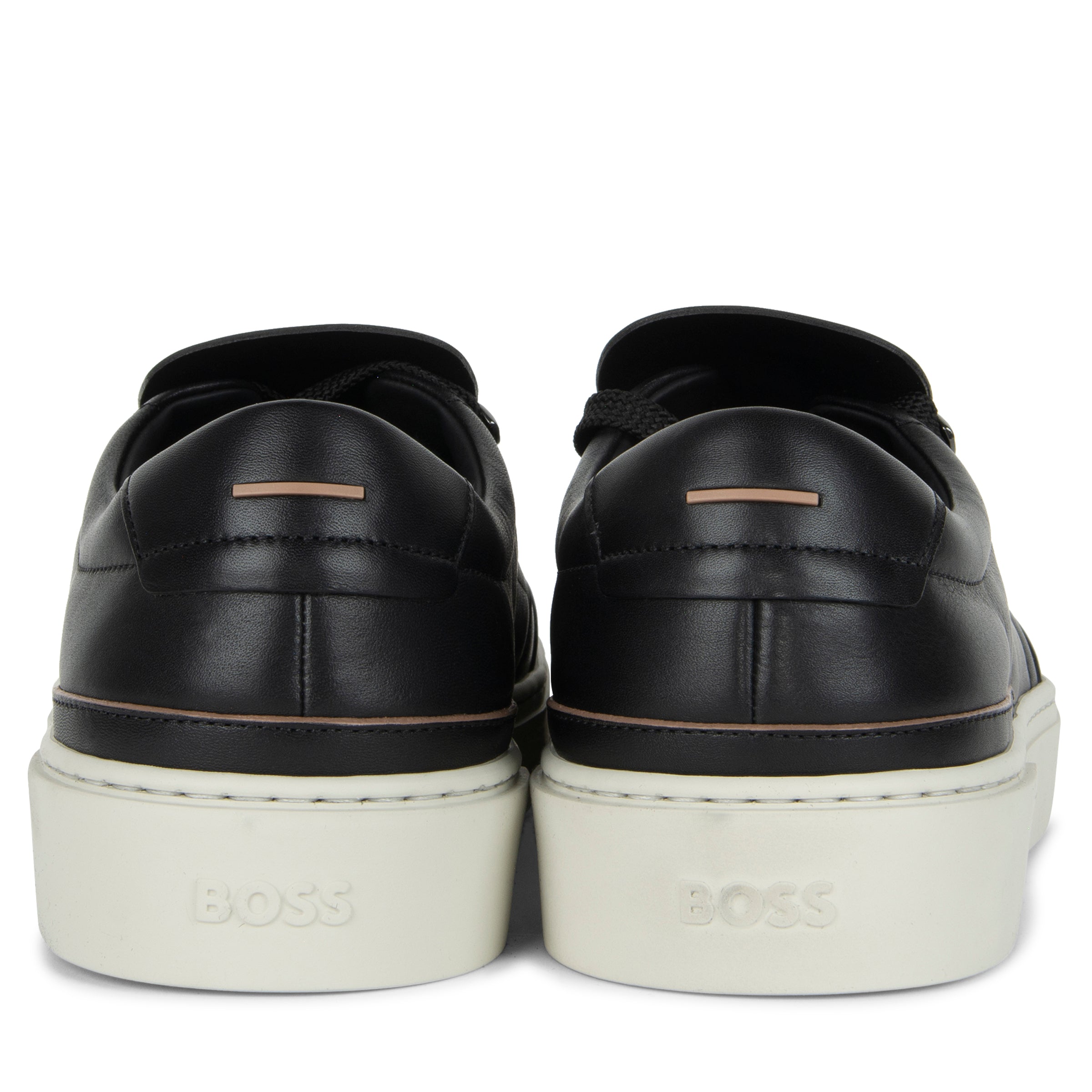 BOSS Gary_Tenn Hiking-Style Leather Trainers Black