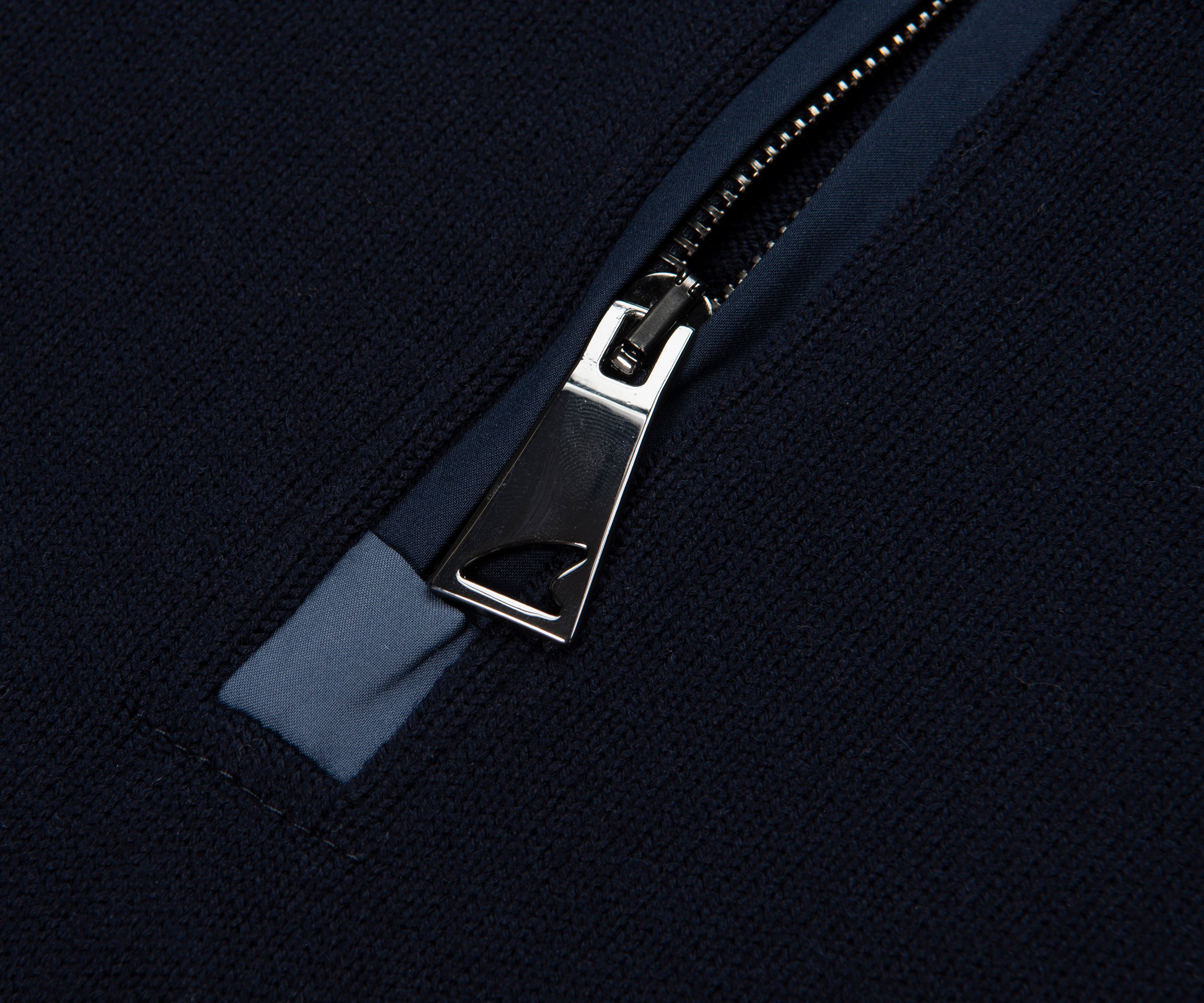 Paul & Shark Navy Knitted 1/4 with Brown Panelling