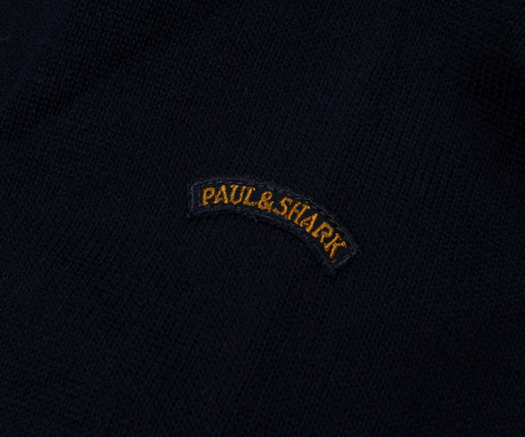 Paul & Shark Navy Knitted 1/4 with Brown Panelling
