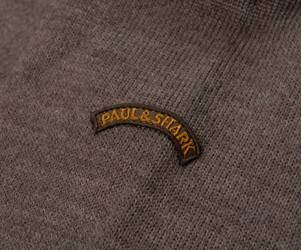 Paul & Shark Brown Knitted Ribbed Crewneck Sweater