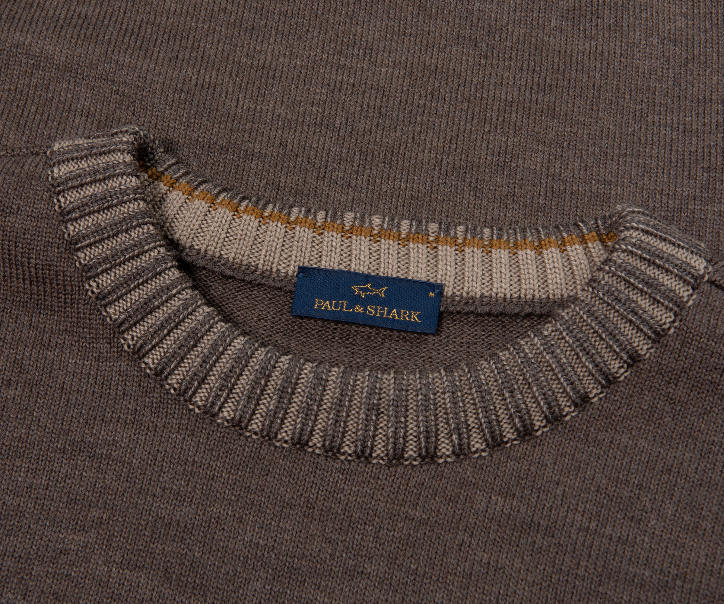 Paul & Shark Brown Knitted Ribbed Crewneck Sweater