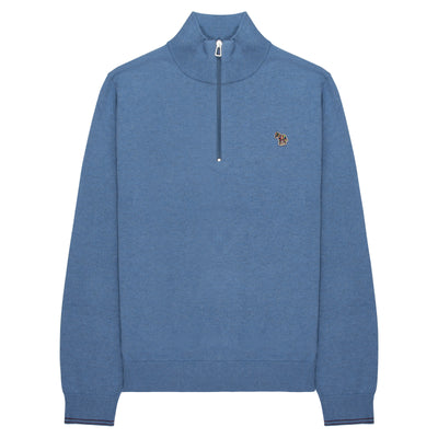 Paul Smith Light Blue Cotton Zebra 1/4 Zip Sweater
