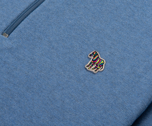 Paul Smith Light Blue Cotton Zebra 1/4 Zip Sweater