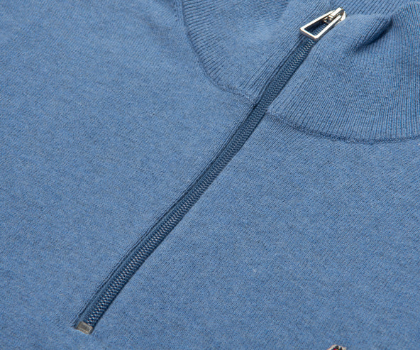 Paul Smith Light Blue Cotton Zebra 1/4 Zip Sweater
