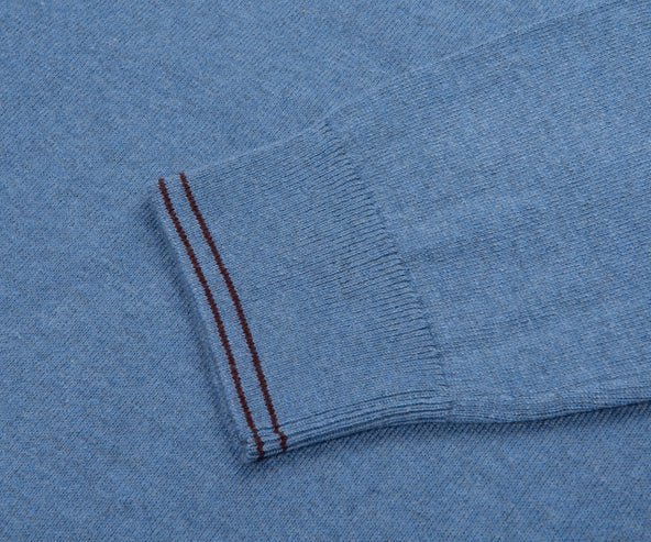 Paul Smith Light Blue Cotton Zebra 1/4 Zip Sweater