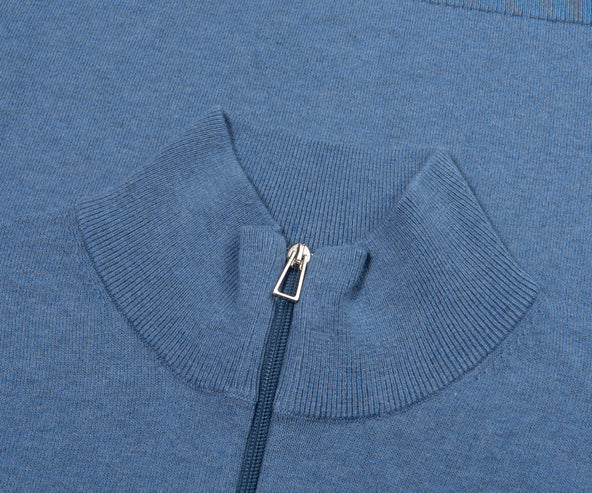 Paul Smith Light Blue Cotton Zebra 1/4 Zip Sweater
