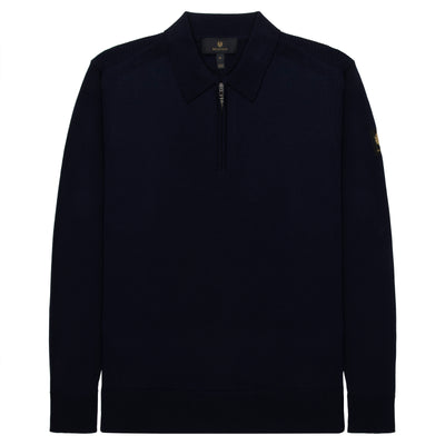 Belstaff Kyle Merino Woll Navy 1/4 Zip Sweater