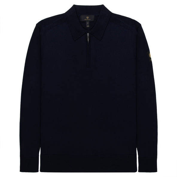 Belstaff Kyle Merino Woll Navy 1/4 Zip Sweater