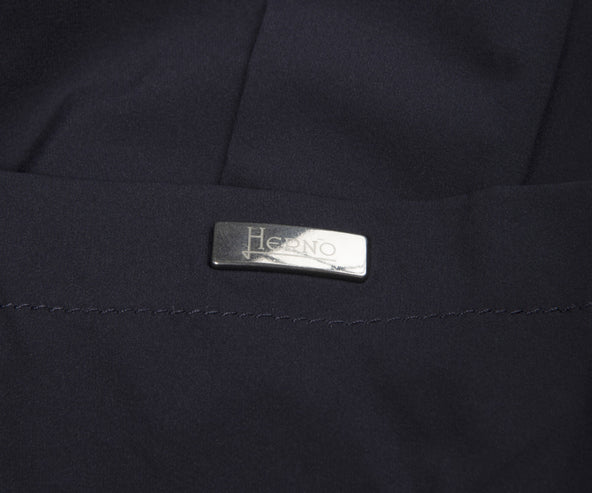 Herno Navy Nylon Hooded Knit Sweater