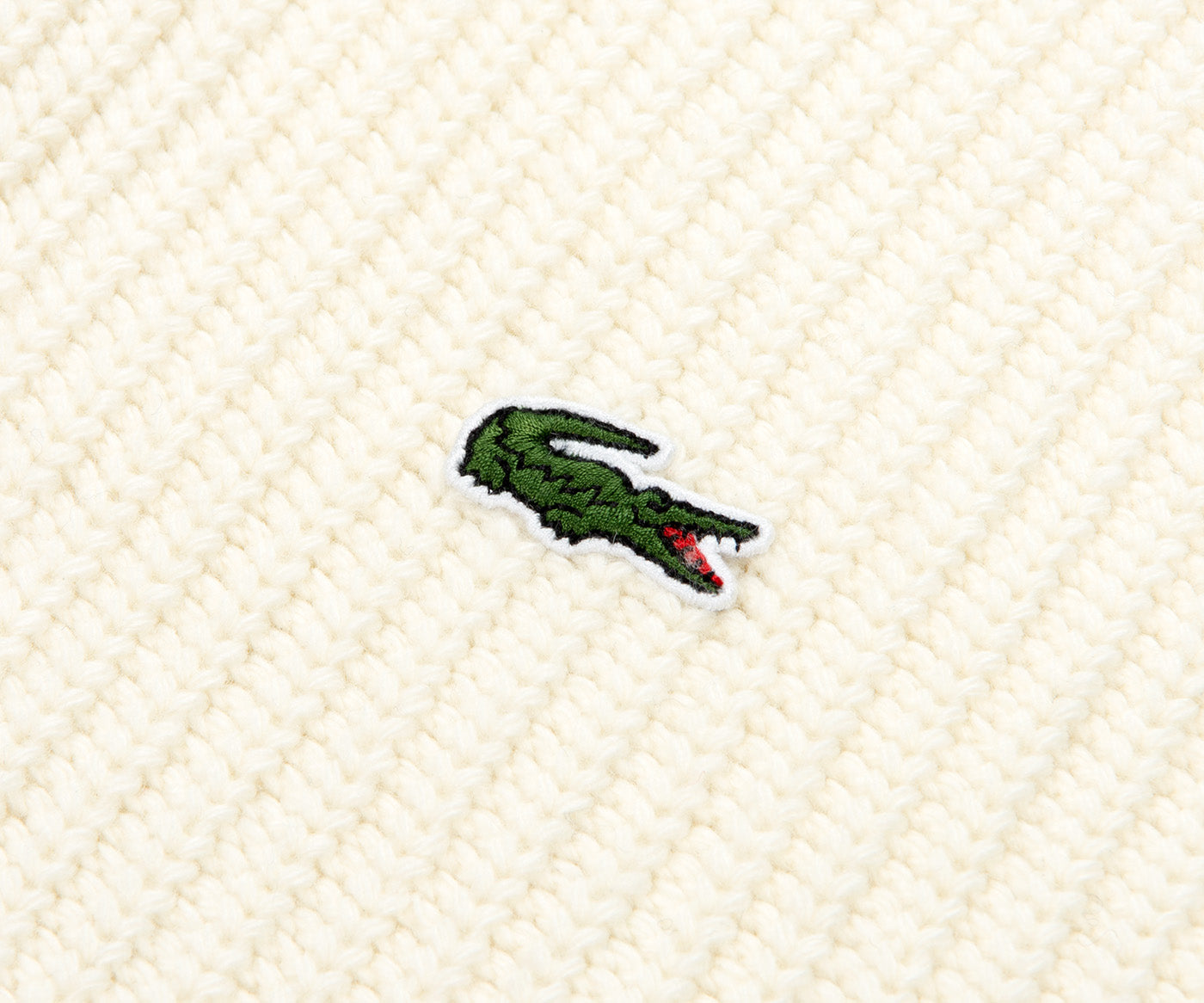 Lacoste Cream Carded Wool 1/4 Zip Sweater