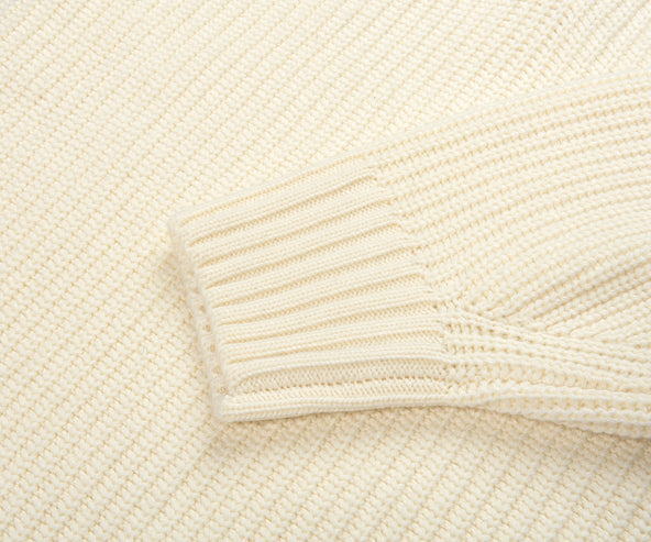 Lacoste Cream Carded Wool 1/4 Zip Sweater