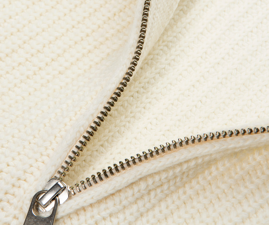 Lacoste Cream Carded Wool 1/4 Zip Sweater