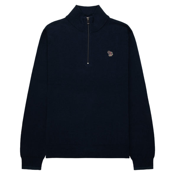 Paul Smith Navy Cotton Zebra 1/4 Zip Sweater