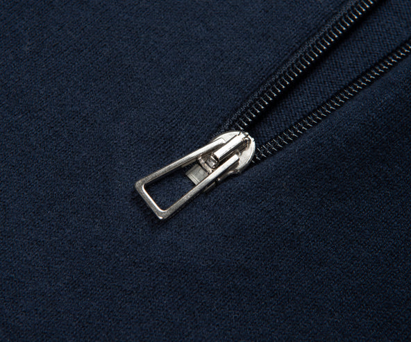 Paul Smith Navy Cotton Zebra 1/4 Zip Sweater