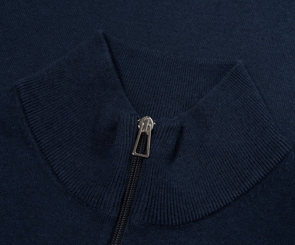 Paul Smith Navy Cotton Zebra 1/4 Zip Sweater