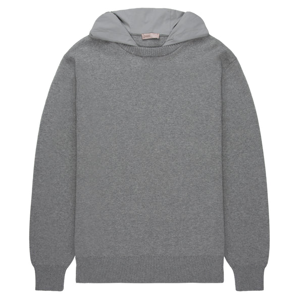 Herno Grey Nylon Hooded Sweater