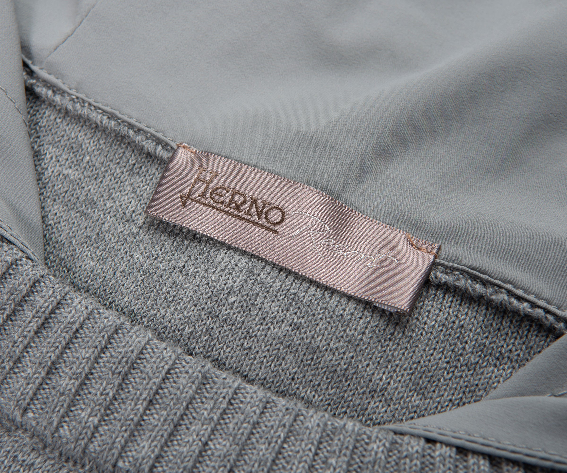 Herno Grey Nylon Hooded Sweater