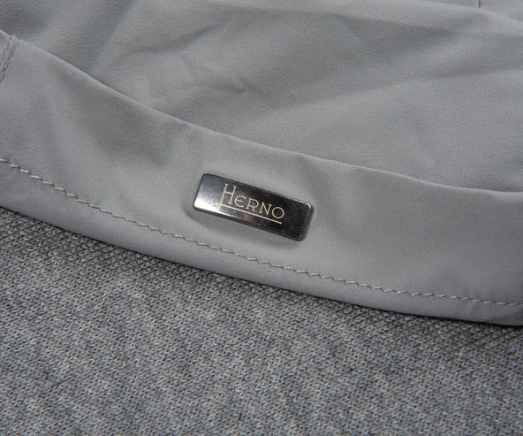 Herno Grey Nylon Hooded Sweater