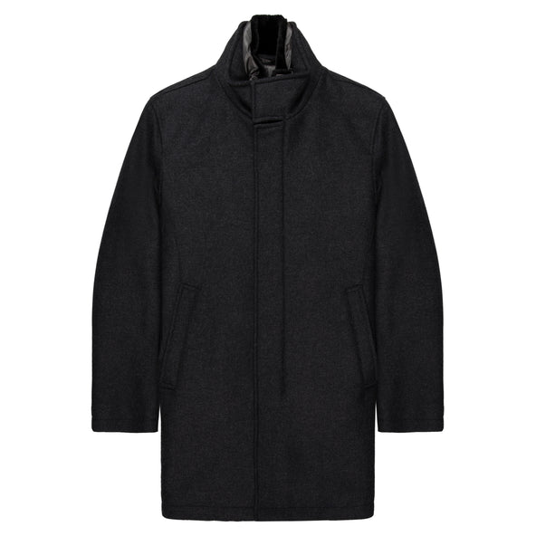 Herno Grey Fur Collard Woolen Overcoat