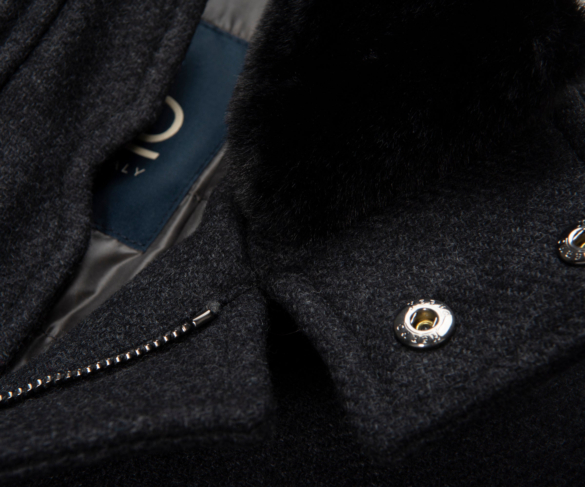 Herno Grey Fur Collard Woolen Overcoat