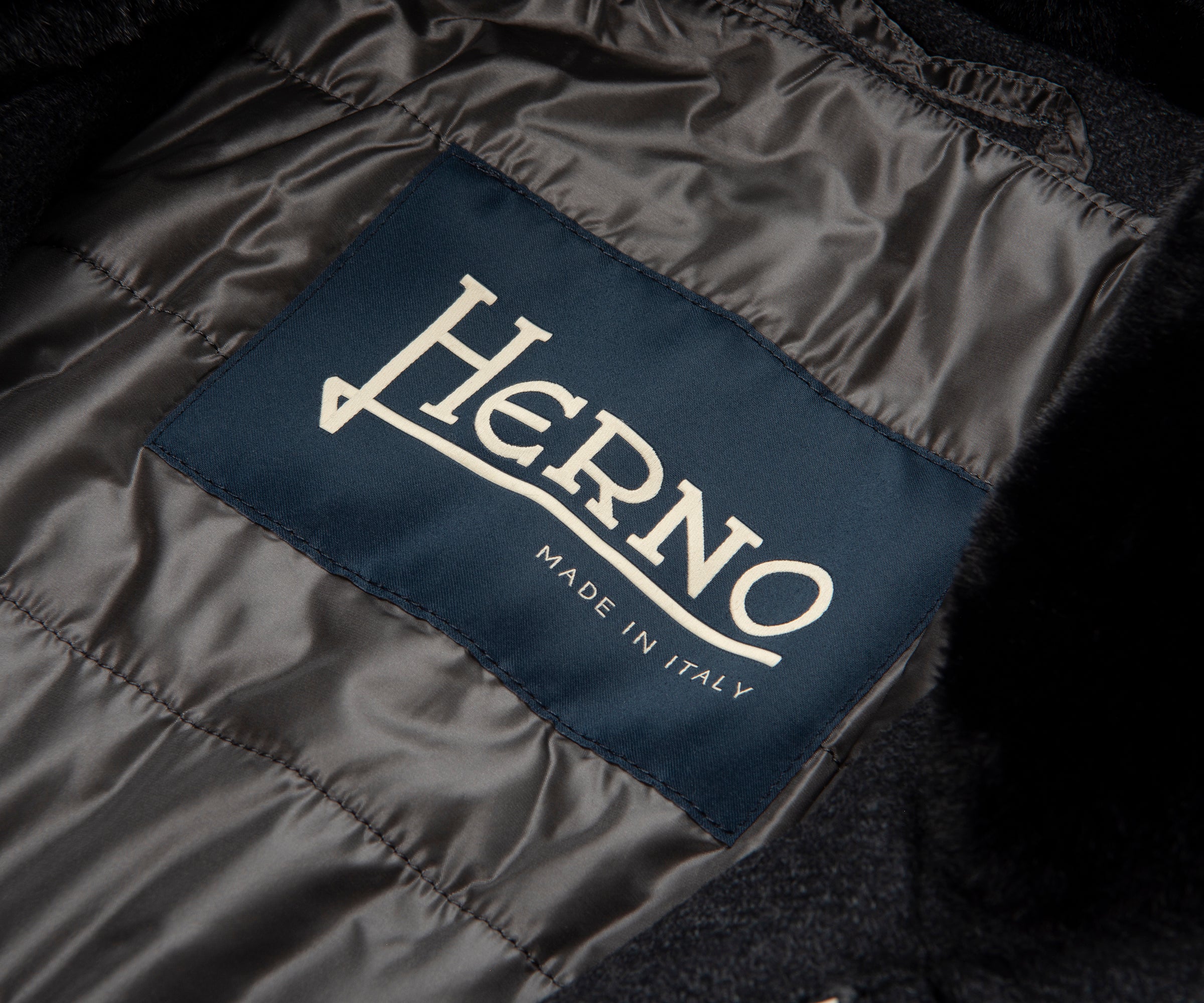 Herno Grey Fur Collard Woolen Overcoat