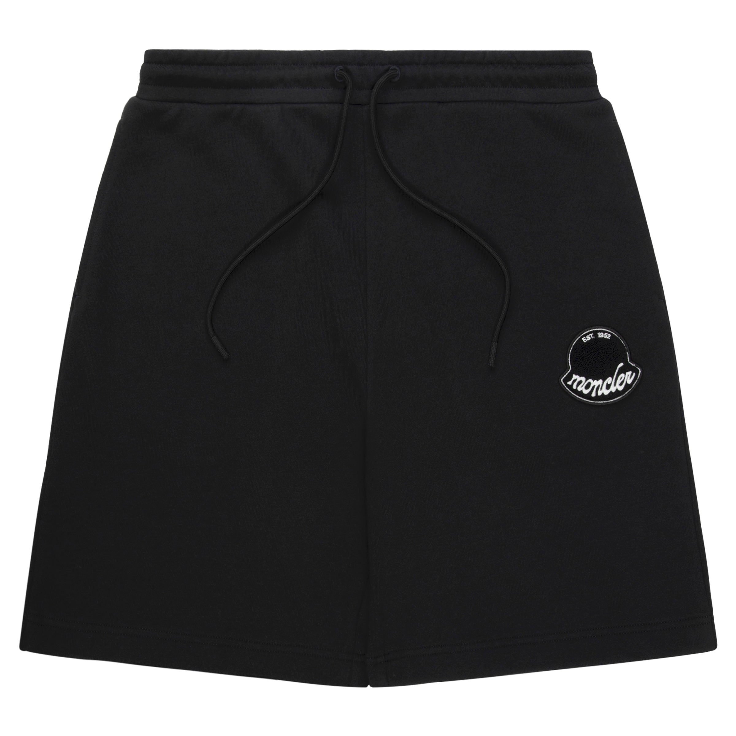 Moncler Black Fuzzy Logo Cotton Shorts