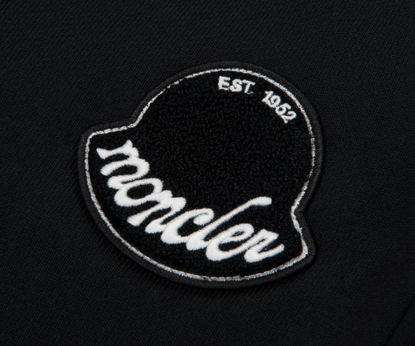 Moncler Black Fuzzy Logo Cotton Shorts