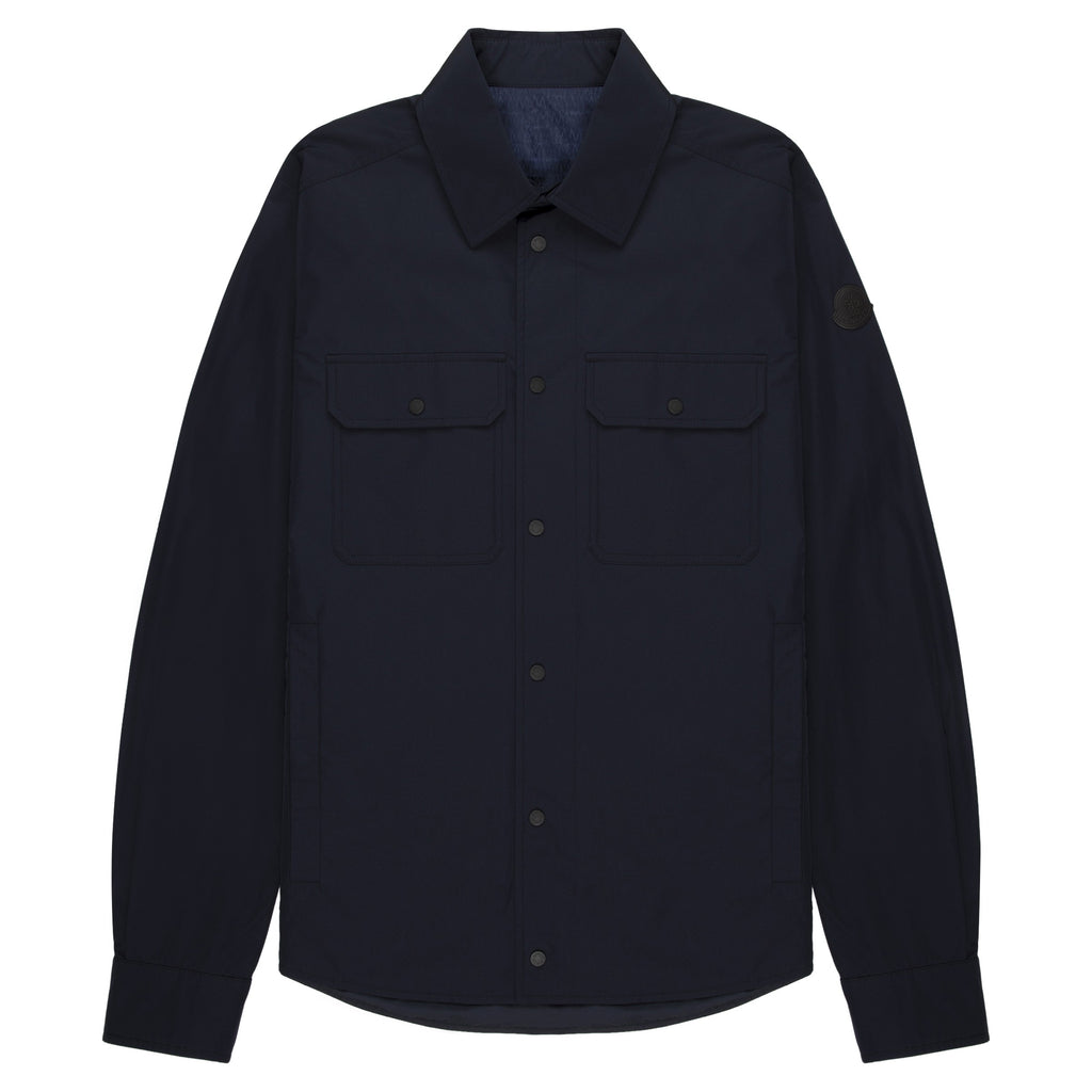 Moncler Navy Light Weight Overshirt Leather Badge