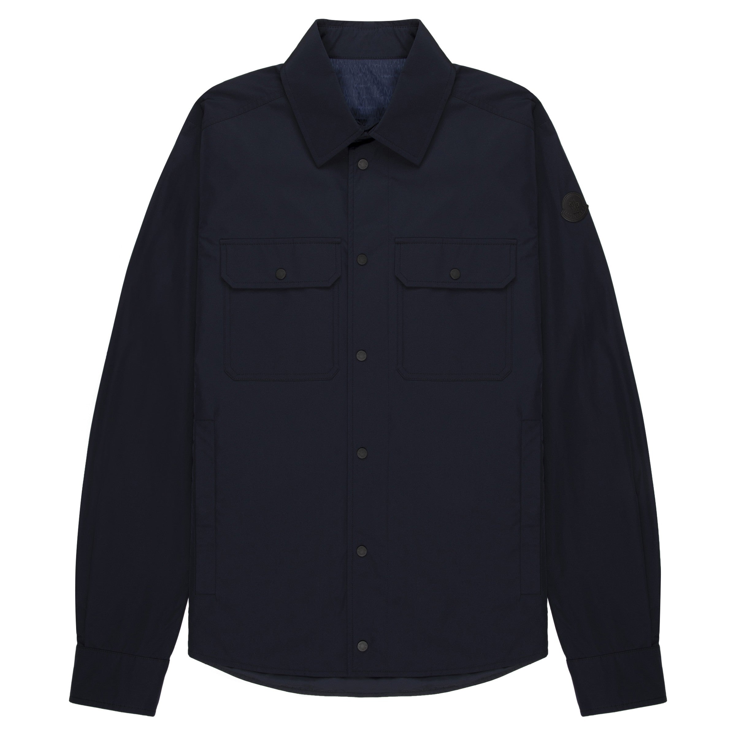 Moncler Navy Light Weight Overshirt Leather Badge