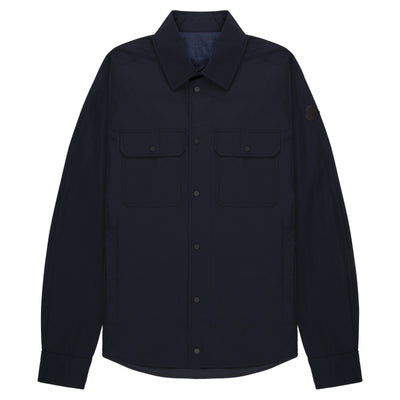Moncler Navy Light Weight Overshirt Leather Badge