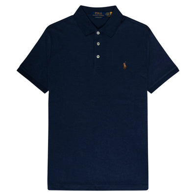 Polo Ralph Lauren Soft Cotton Custom Slim Fit Polo Shirt Pastel Spring Navy