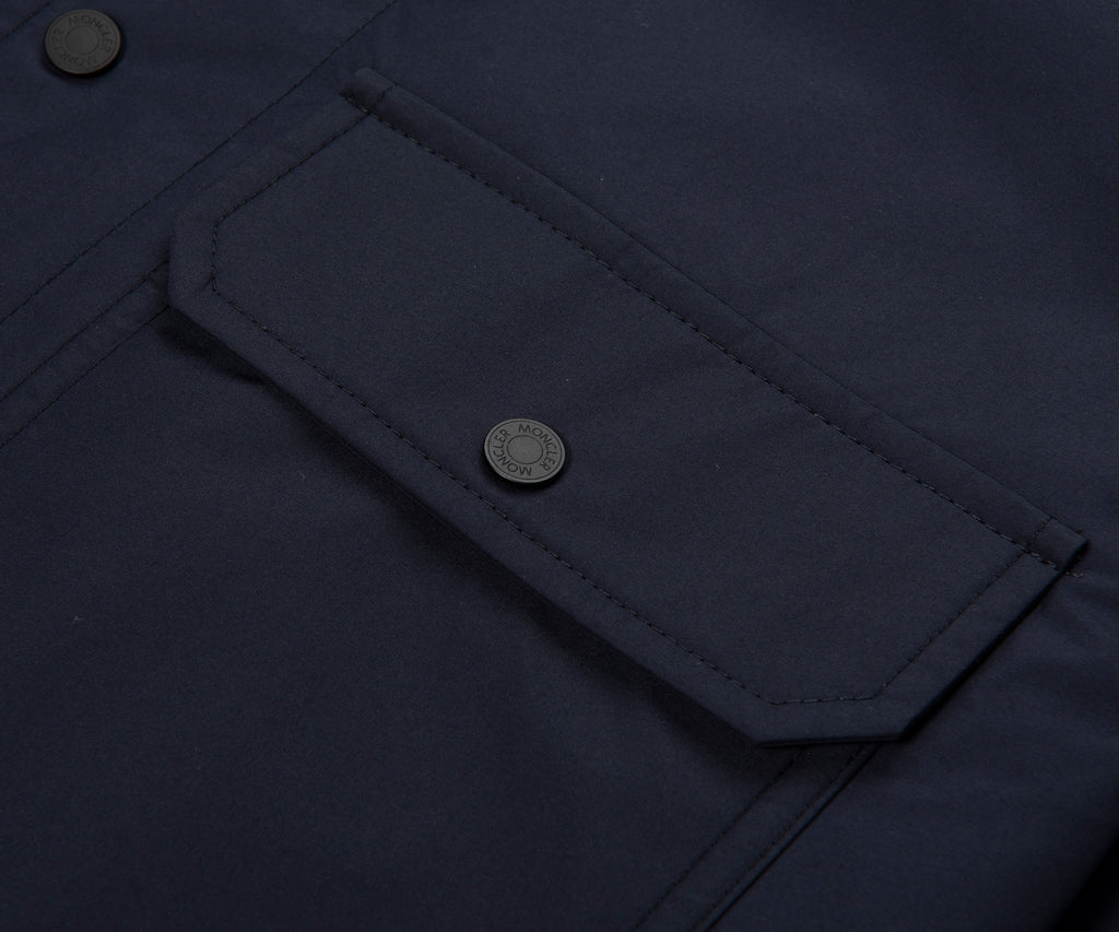 Moncler Navy Light Weight Overshirt Leather Badge
