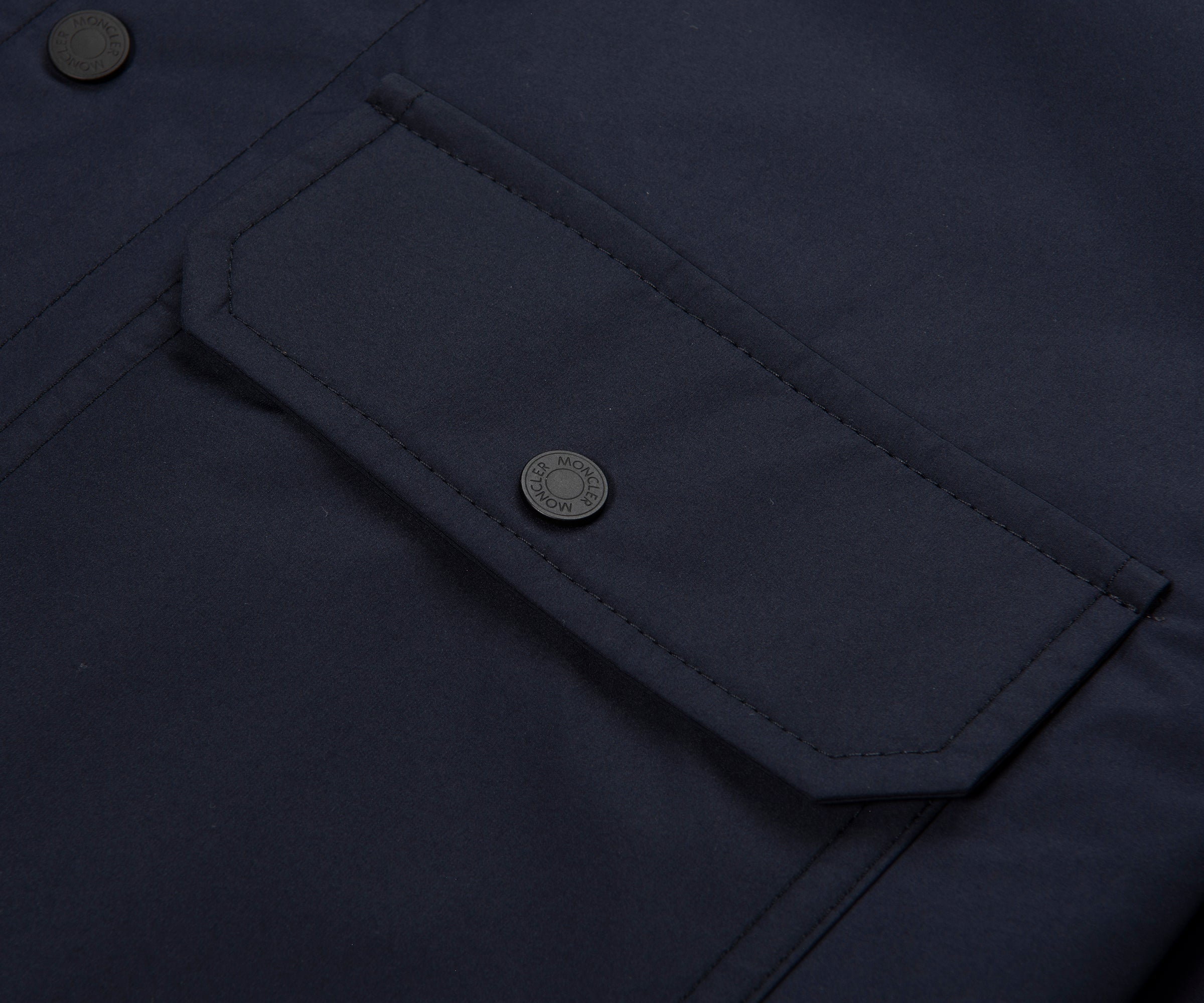 Moncler Navy Light Weight Overshirt Leather Badge