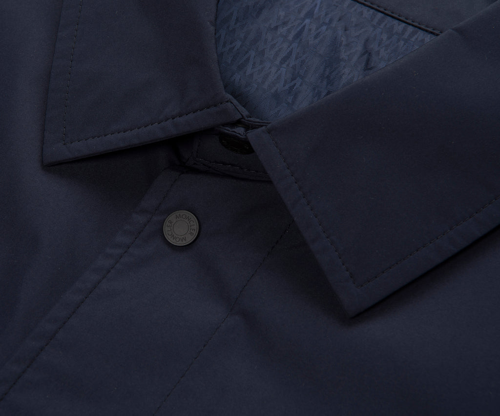 Moncler Navy Light Weight Overshirt Leather Badge