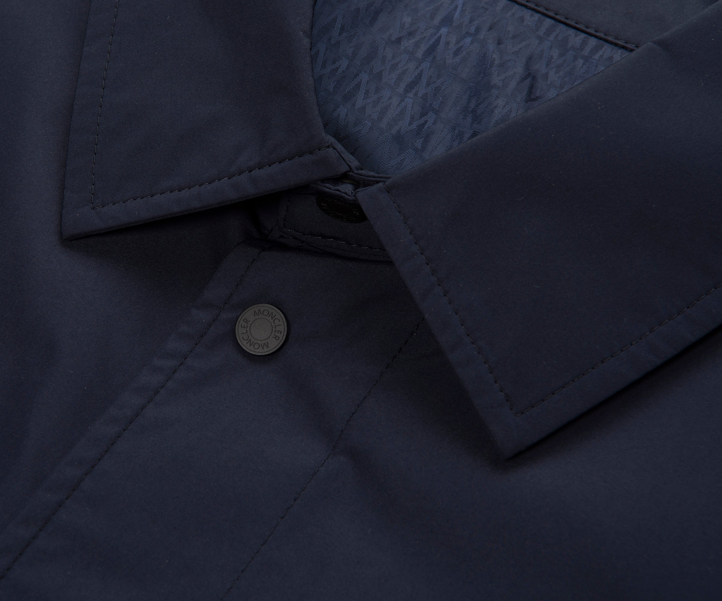 Moncler Navy Light Weight Overshirt Leather Badge
