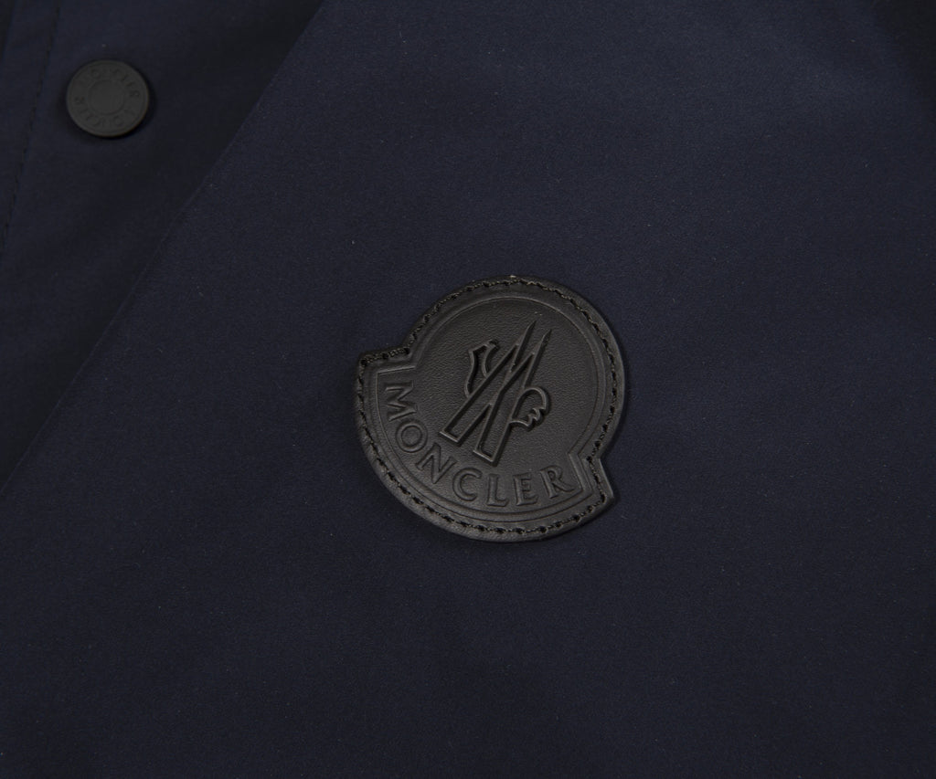 Moncler Navy Light Weight Overshirt Leather Badge