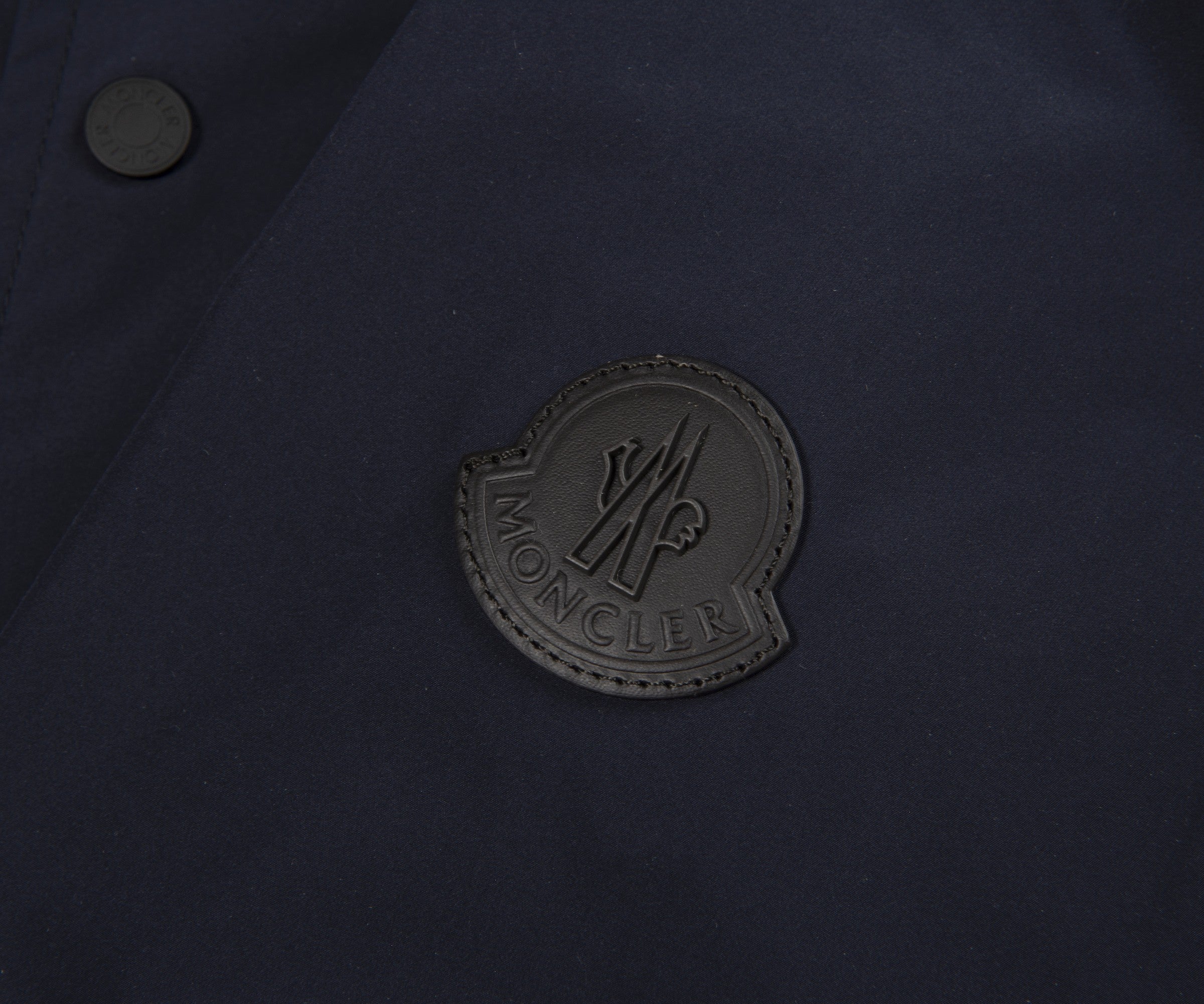 Moncler Navy Light Weight Overshirt Leather Badge