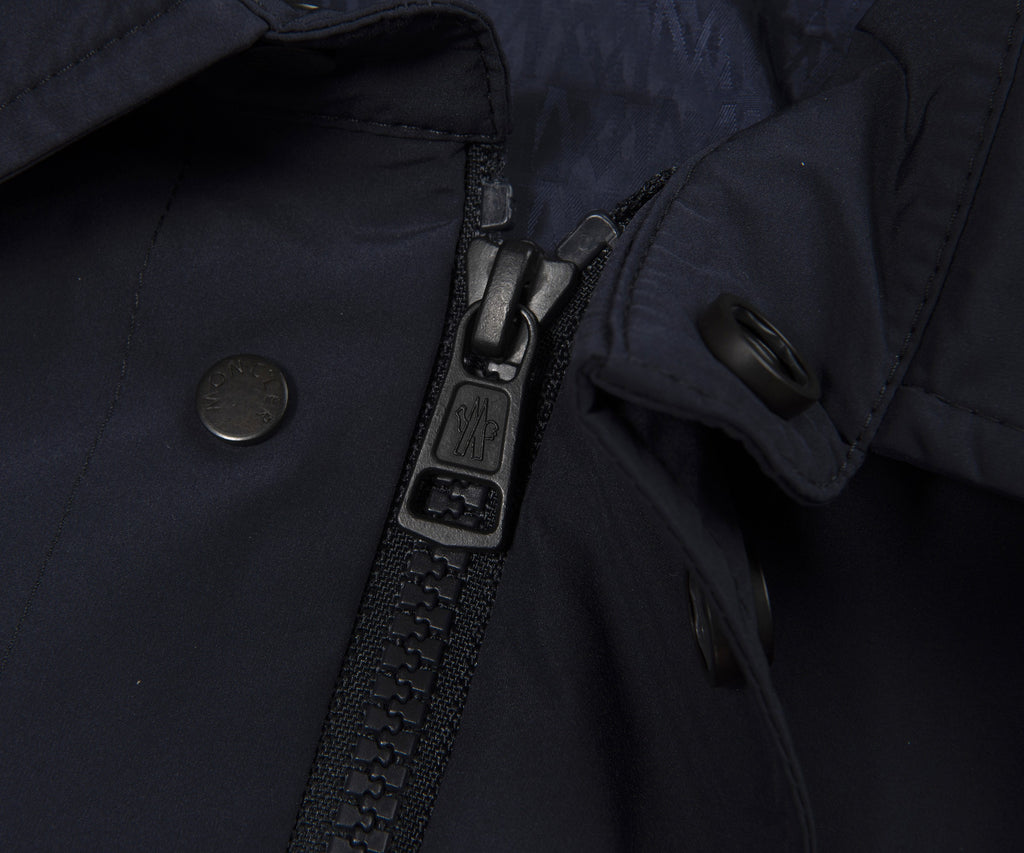 Moncler Navy Light Weight Overshirt Leather Badge