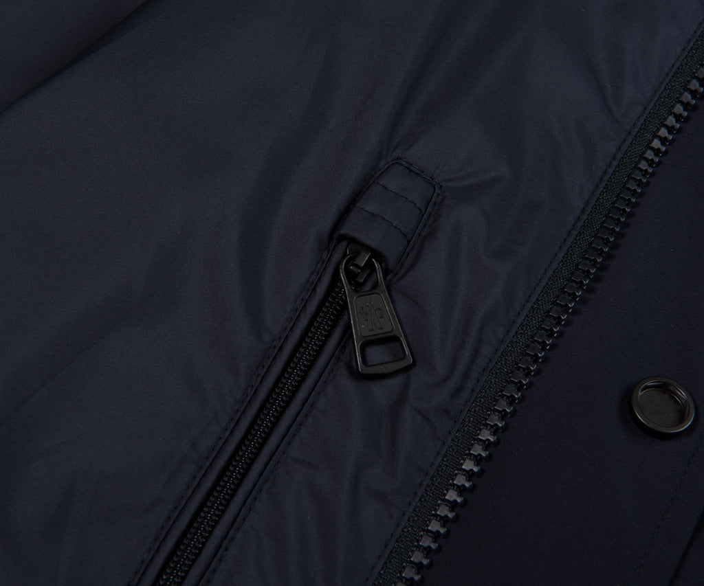 Moncler Navy Light Weight Overshirt Leather Badge