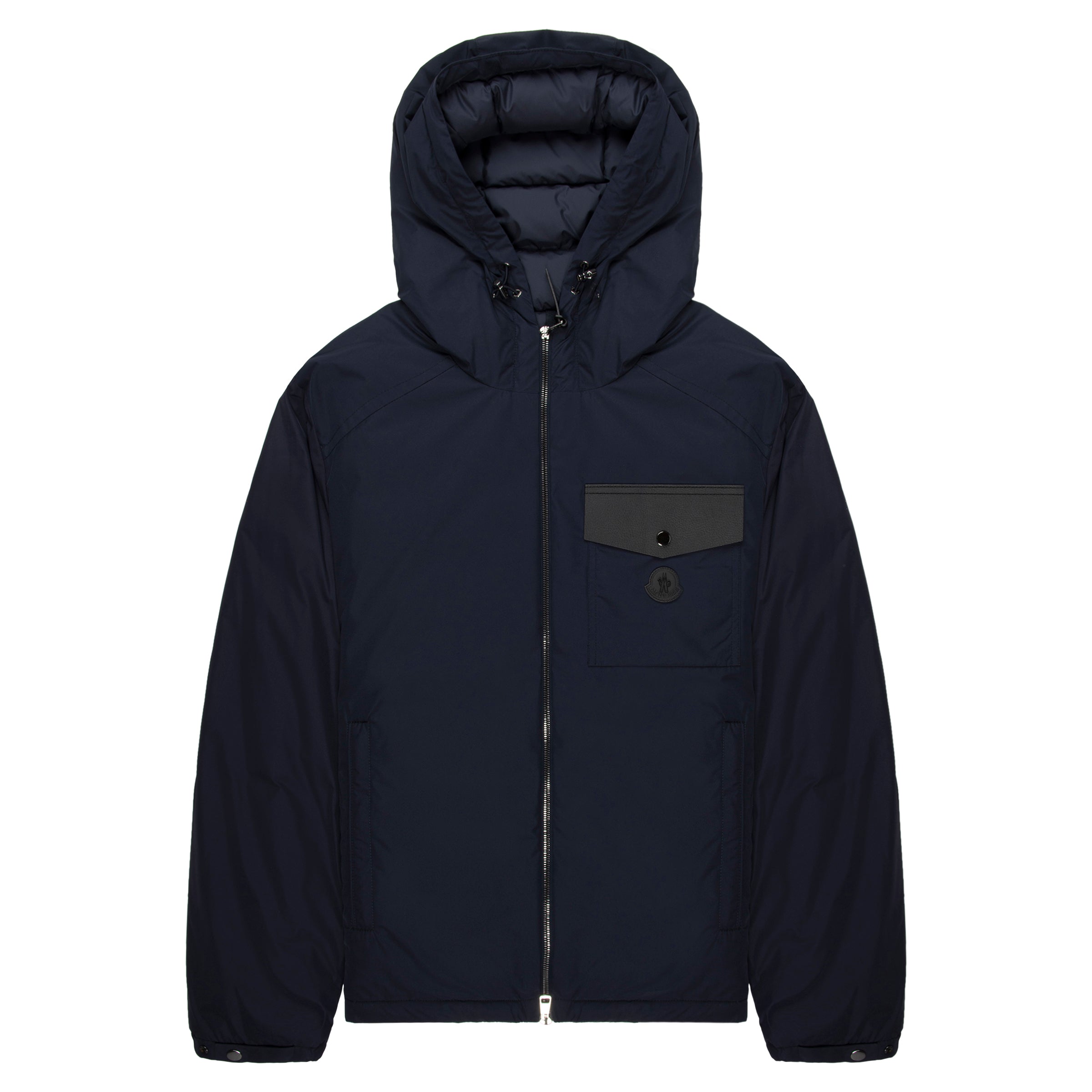 Moncler Navy Nohedes Leather Pocket Hooded Jacket