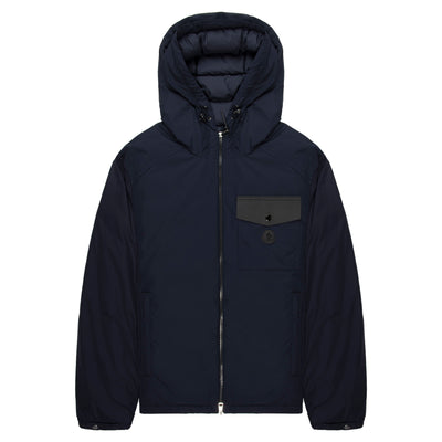 Moncler Navy Nohedes Leather Pocket Hooded Jacket