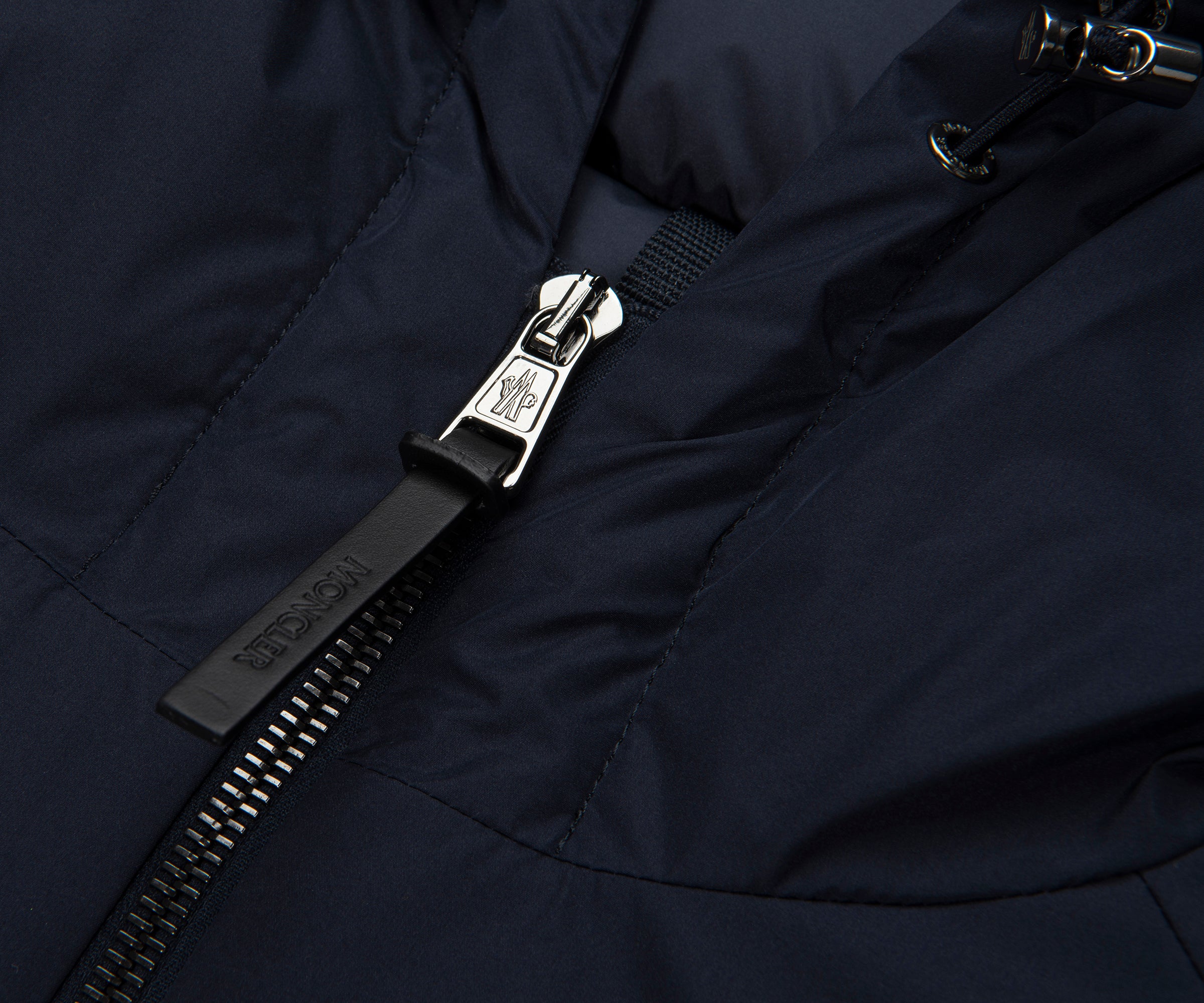 Moncler Navy Nohedes Leather Pocket Hooded Jacket