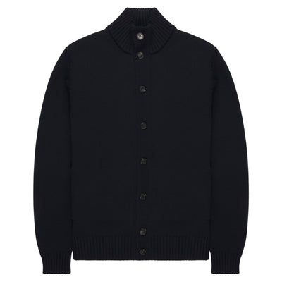 Slowear Navy Full Button Chunky Cardigan