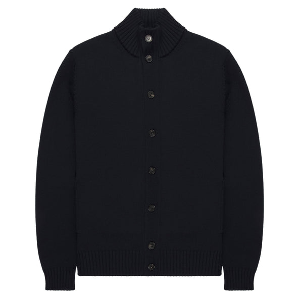 Slowear Navy Full Button Chunky Cardigan