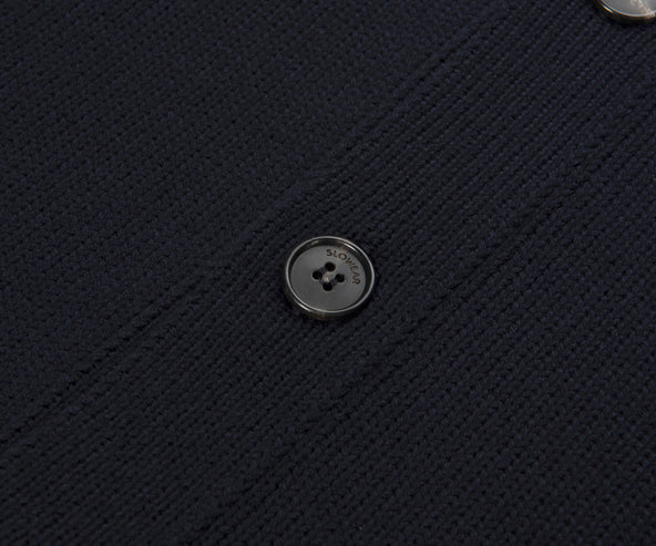 Slowear Navy Full Button Chunky Cardigan