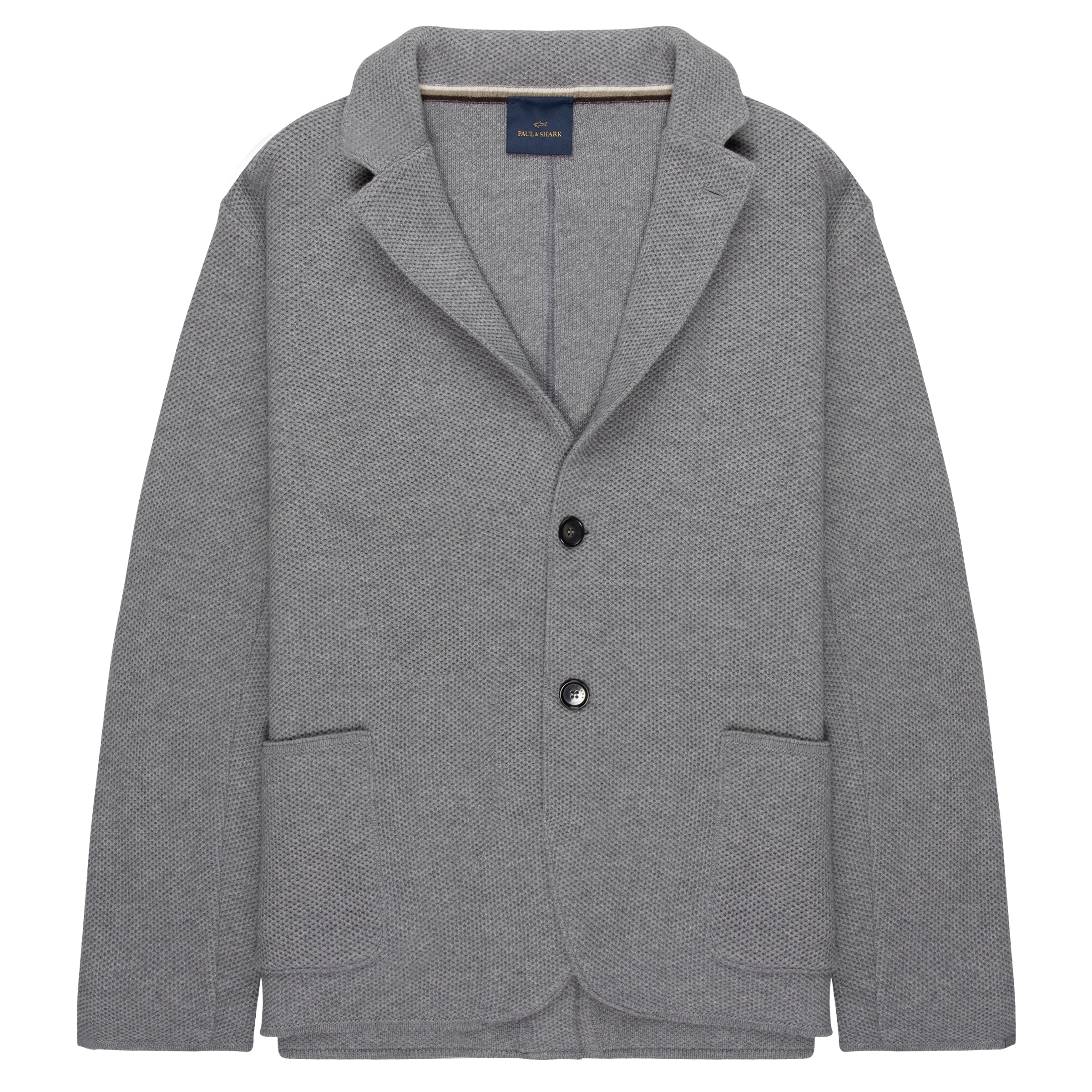 Paul & Shark Grey Waffle Merino Wool Blazer