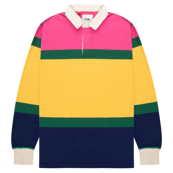 Drake's Bright Multi Panel Rugby Shirt